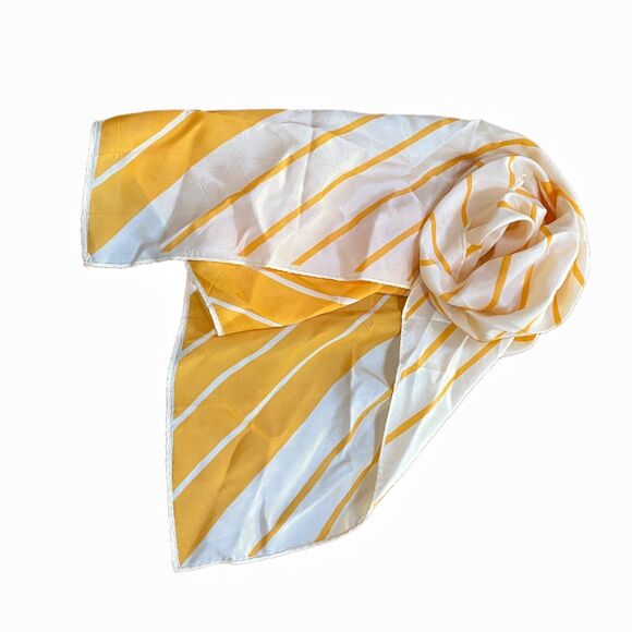 Vintage VERA Neumann Scarf Yellow & White Geometric Mod Made in Japan Rectangle - Picture 3 of 7